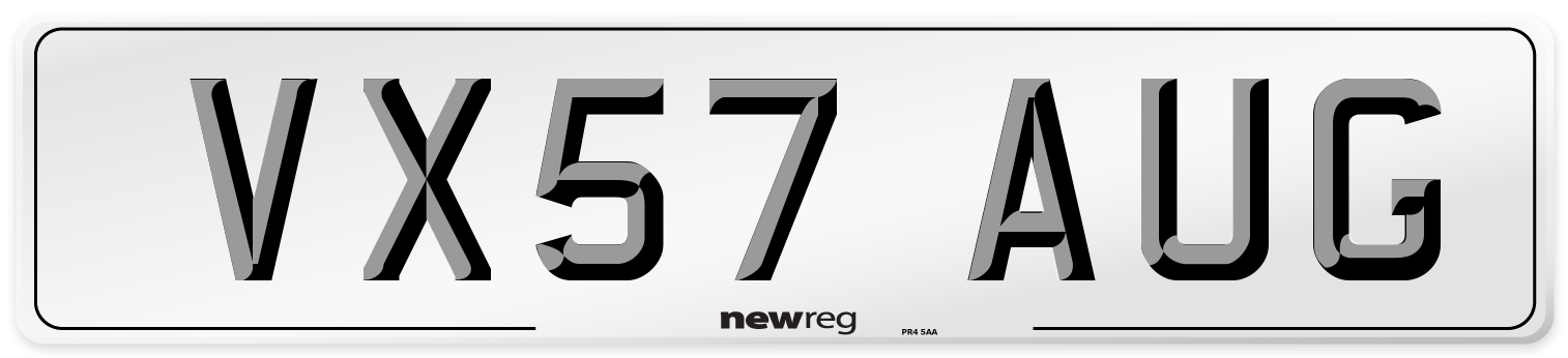 VX57 AUG Number Plate from New Reg